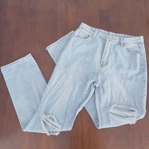 Shein light-wash ripped mom jeans size Large